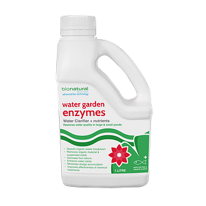 Chemical-free pond clean, Water Garden Enzymes restores water quality in large & small ponds. It will clean your pond without harming plant & aquatic life. Water Garden Enzymes 1 litre